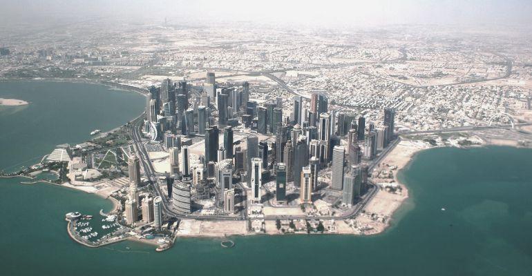 Doha Qatar day time city aerial view