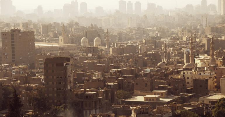 egypt urban city centre at sunset